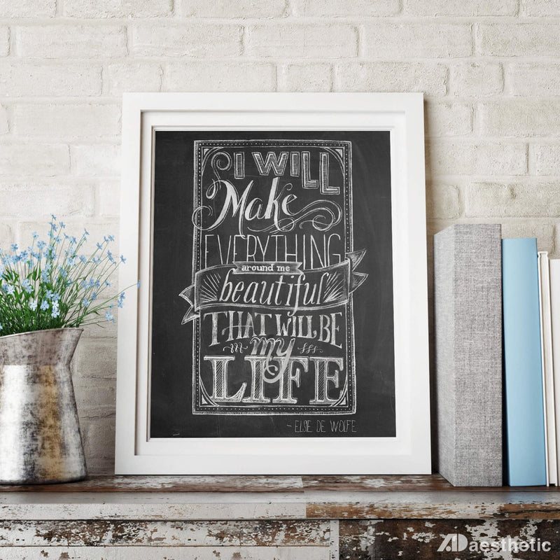 Make Everything Beautiful Poster -  Hand lettered Chalkboard Print
