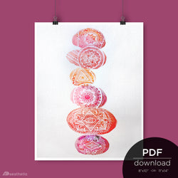 Watercolor Stones Warm Print • Downloadable PDF File • 8x10 or 11x14