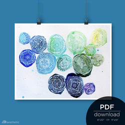 Watercolor Stones Cool Print • Downloadable PDF File • 8x10 or 11x14