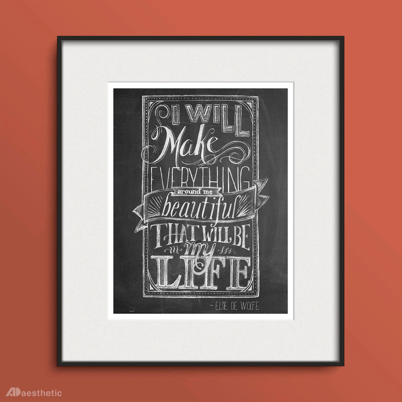 Make Everything Beautiful Poster -  Hand lettered Chalkboard Print