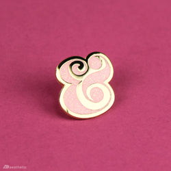 Glampersand Pink Glitter Enamel Lapel Pin